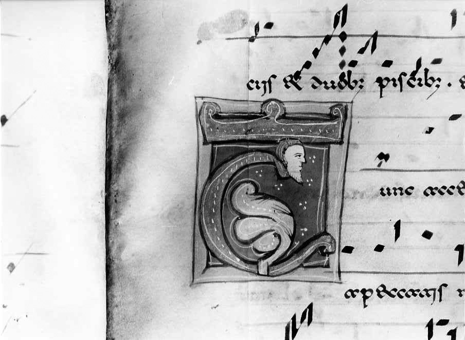 figura antropomorfa (miniatura) - ambito cassinese (fine/inizio secc. XII/ XIII)