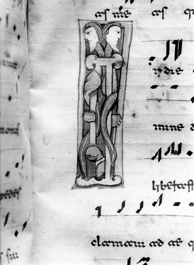 elementi decorativi antropomorfi (miniatura) - ambito cassinese (fine/inizio secc. XII/ XIII)