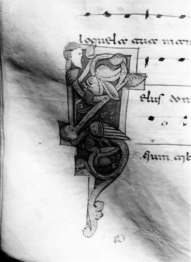 figura antropomorfa (miniatura) - ambito cassinese (fine/inizio secc. XII/ XIII)