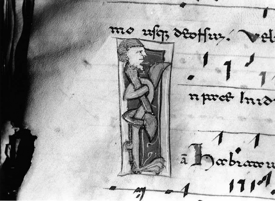 figura antropomorfa (miniatura) - ambito cassinese (fine/inizio secc. XII/ XIII)