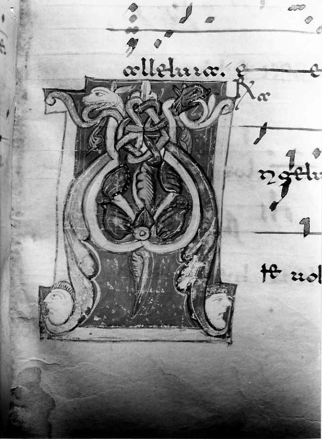 motivo decorativo zoomorfo (miniatura) - ambito cassinese (fine/inizio secc. XII/ XIII)