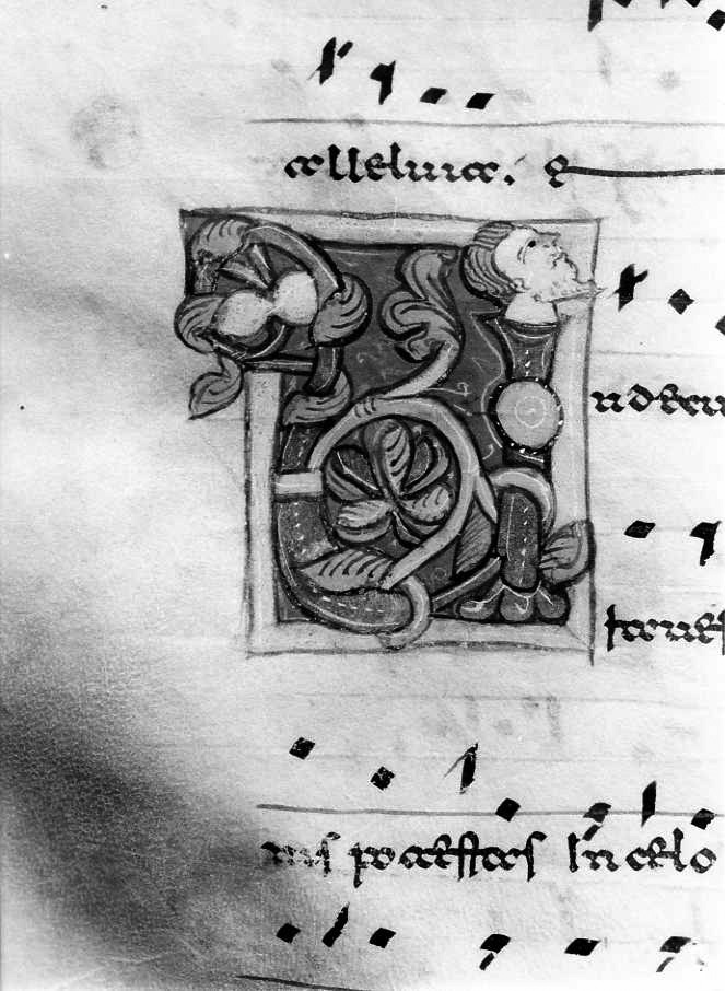 figura antropomorfa (miniatura) - ambito cassinese (fine/inizio secc. XII/ XIII)