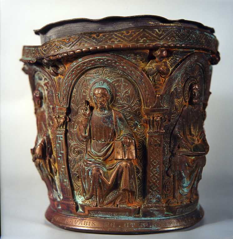 Cristo benedicente tra Santi (secchiello per l'acqua benedetta) - ambito laziale (sec. XIV)