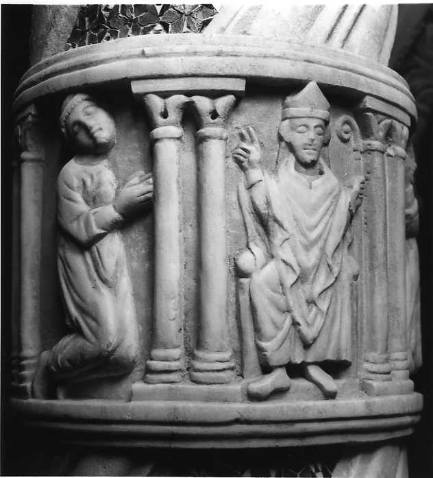 Santo vescovo e monaco (rilievo, elemento d'insieme) di Pellegrino (sec. XIII)