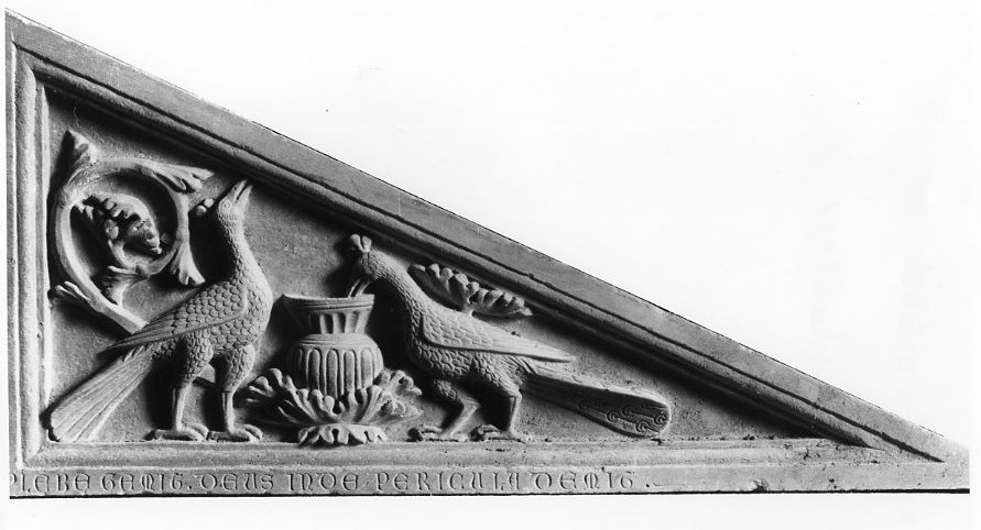 vaso con fiori e uccelli (rilievo) di Pellegrino (attribuito) (prima metà sec. XIII)