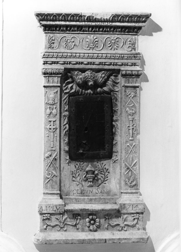 custodia - di vasetti per oli santi - bottega campana (sec. XVIII)