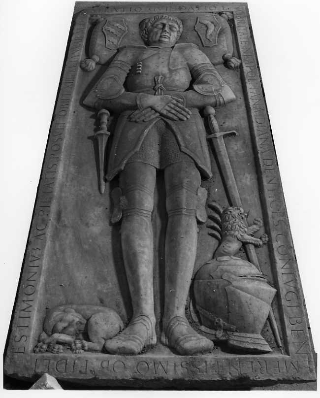 figura maschile (lastra tombale) - bottega campana (sec. XVI)