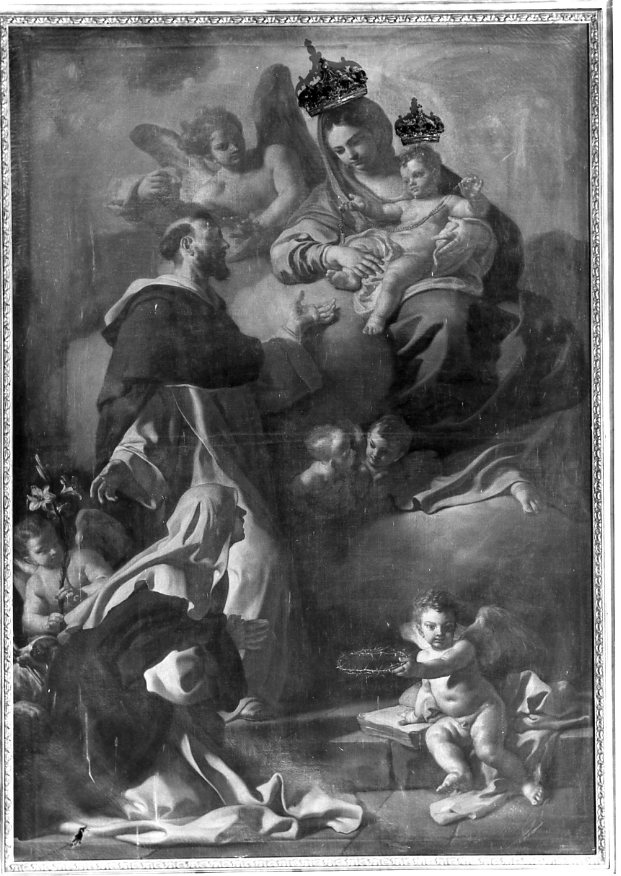 Madonna del Rosario con San Domenico e Santa Caterina da Siena (dipinto) di Solimena Francesco detto Abate Ciccio (maniera) (prima metà sec. XVIII)