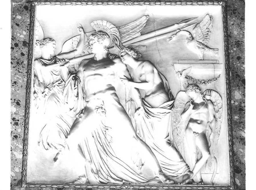 Ettore parte per la guerra invano trattenuto da Andromaca (rilievo) di Villareale Valerio (sec. XIX)