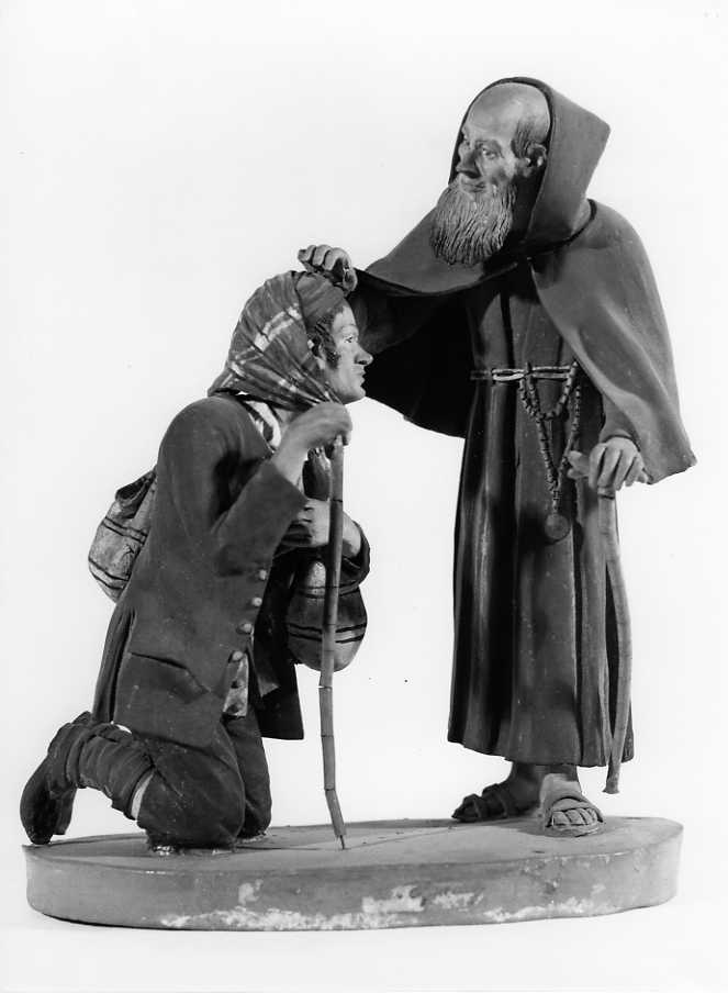 contadino e monaco (statuetta di presepio) - bottega siciliana (sec. XIX)