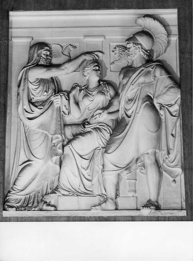 Alessandro a Delfo costringe la Pizia a predirgli il futuro (rilievo, serie) di Angelini Tito (sec. XIX)