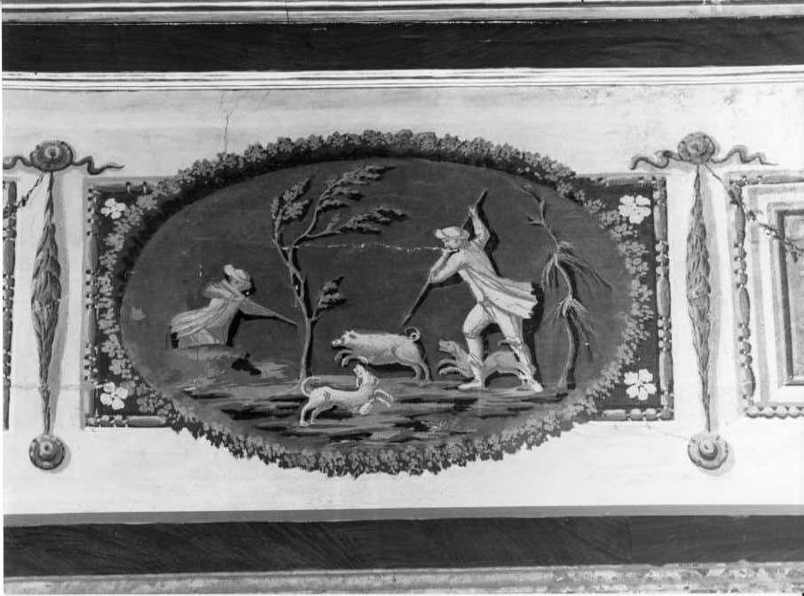 SCENA DI CACCIA (dipinto) - ambito italiano (seconda metà sec. XVIII)
