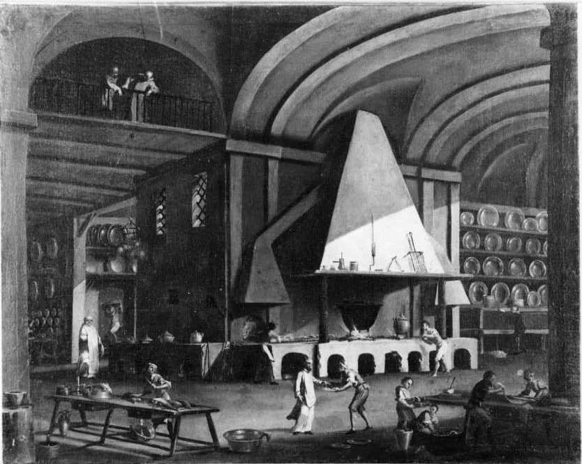 INTERNO DELLA CUCINA DEI CAMALDOLESI (dipinto) - ambito italiano (sec. XIX)