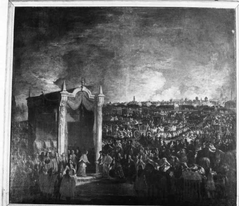 Un gran ricevimento alle porte di Parigi (dipinto) di Spolverini Ilario (prima metà sec. XIX)