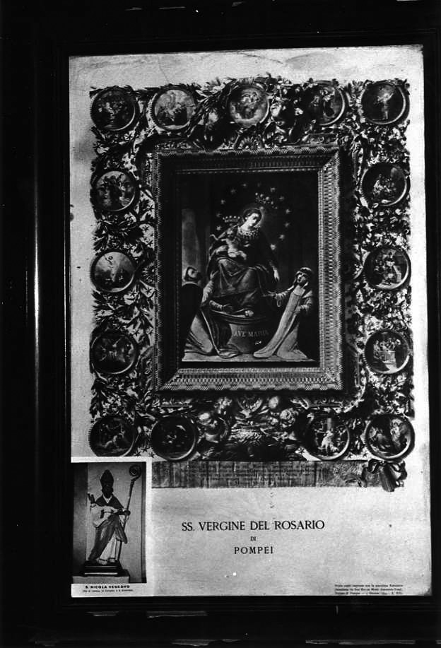 Madonna del Rosario con San Domenico e Santa Caterina da Siena (stampa) - ambito campano (fine sec. XIX)