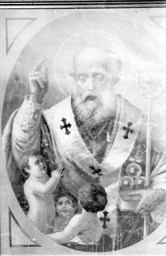 San Nicola di Bari resuscita i tre fanciulli (stampa) - ambito campano (inizio sec. XX)