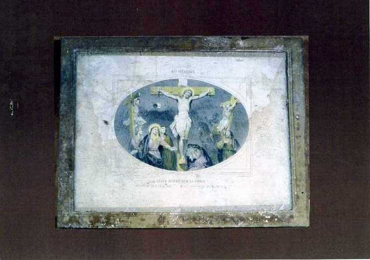 stazione XII: Gesù innalzato e morto in croce (stampa) di Turgis L (sec. XIX)