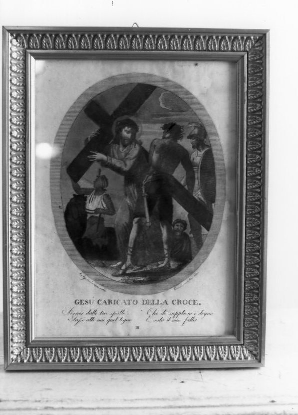 stazione II: Gesù caricato della croce (stampa) di Agricola Luigi, Lomastro Tommaso (sec. XIX)
