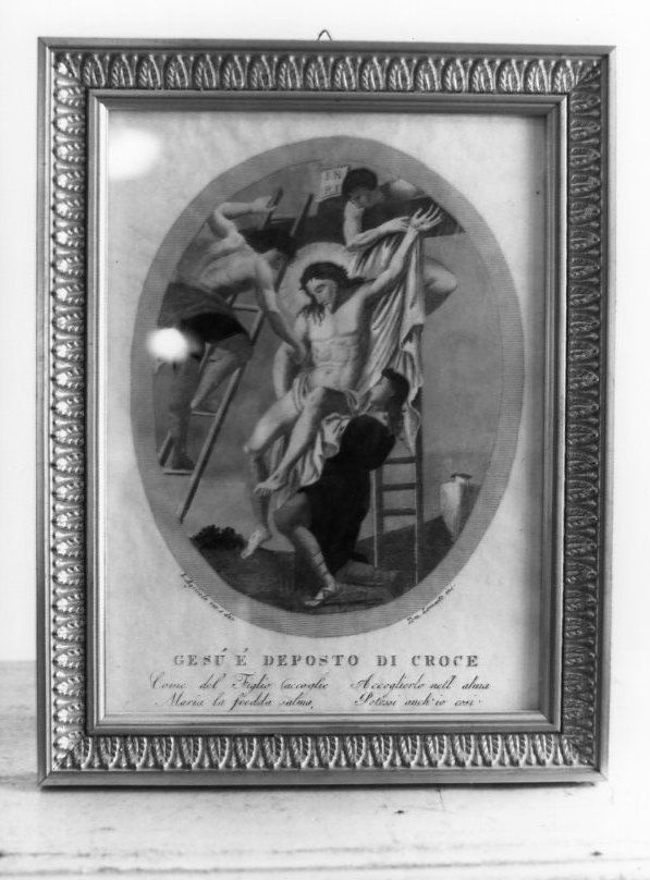 stazione XIII: Gesù deposto dalla croce (stampa) di Agricola Luigi, Lomastro Tommaso (sec. XIX)