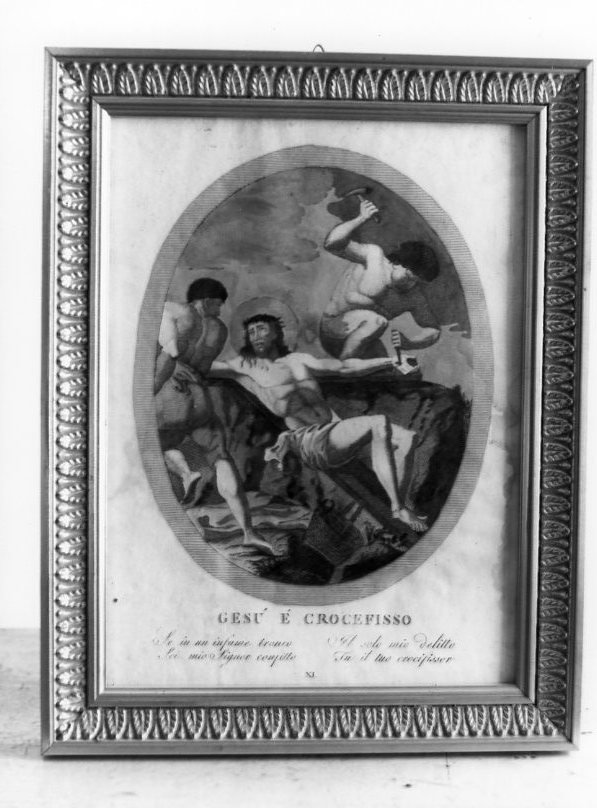 stazione XI: Gesù inchiodato alla croce (stampa) di Agricola Luigi, Lomastro Tommaso (sec. XIX)