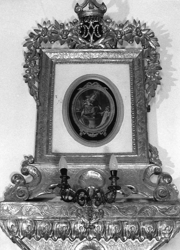 Madonna del Rosario con San Domenico e Santa Caterina da Siena (stampa) - ambito campano (sec. XIX)