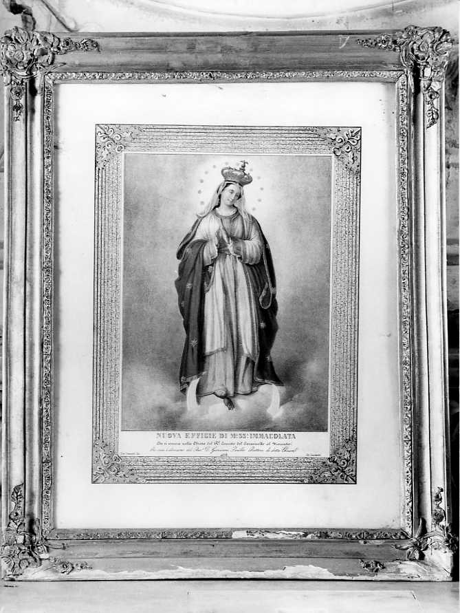 Immacolata Concezione, Litografia acquerellata (stampa) di Simonetti Giuseppe (attribuito) (metà sec. XIX)