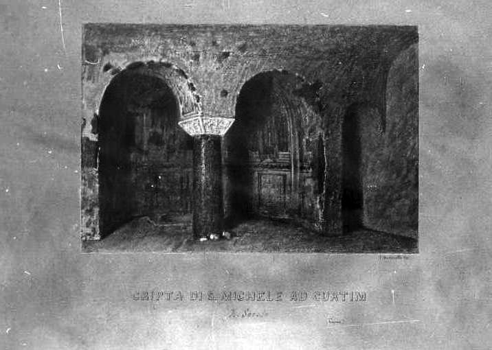 Cripta di San Michele ad Curtim (disegno) di Autoriello Francesco (attribuito) (prima metà sec. XX)