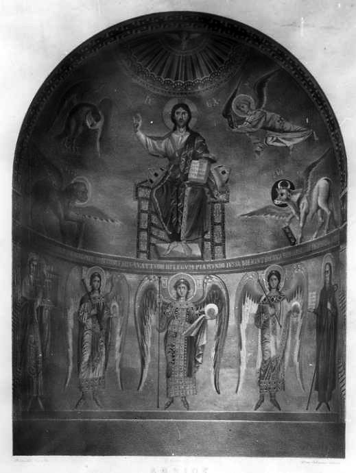 Cristo benedicente e angeli (disegno) di Autoriello Francesco (attribuito) (prima metà sec. XX)
