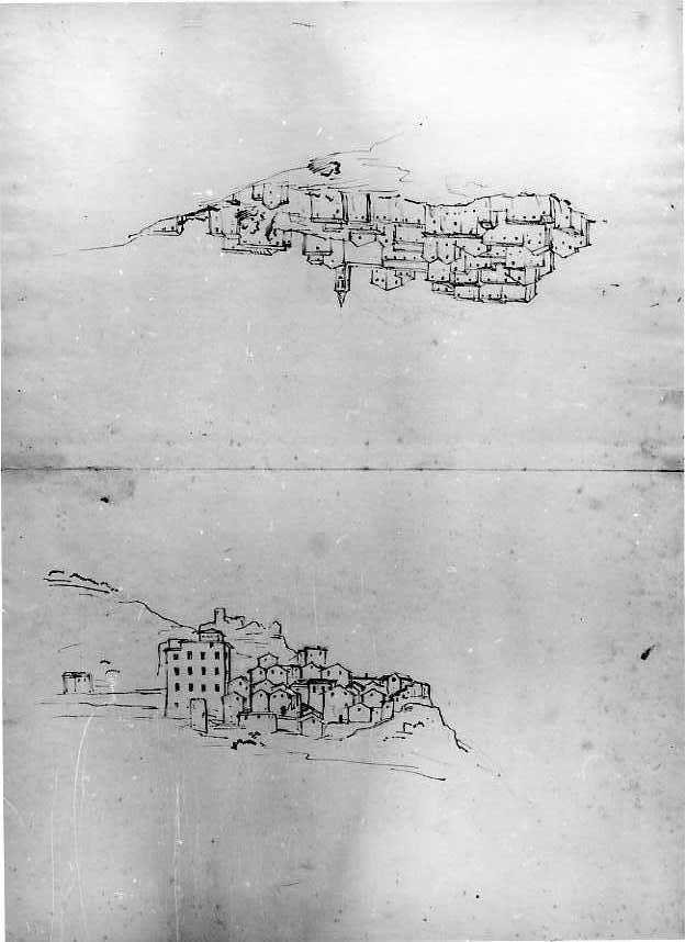 studi di città su una collina (disegno) di Van Wittel Gaspar (inizio sec. XVIII)