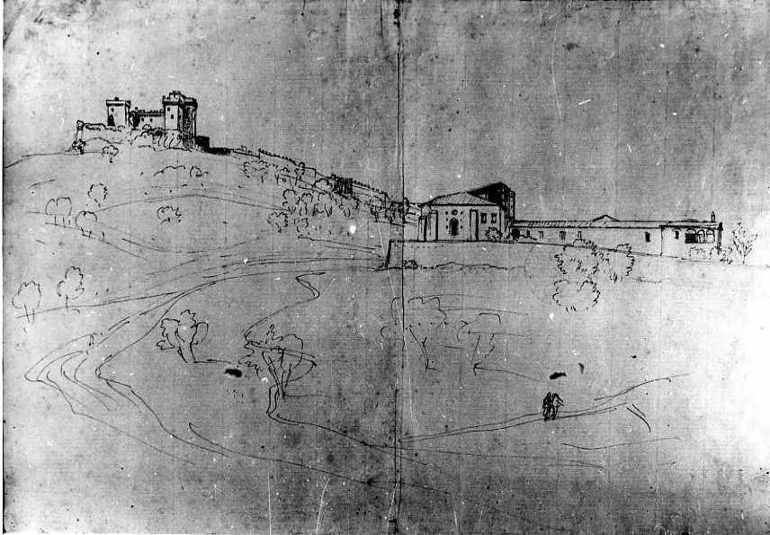 veduta con il Castello di Narni (disegno) di Van Wittel Gaspar (sec. XVIII)