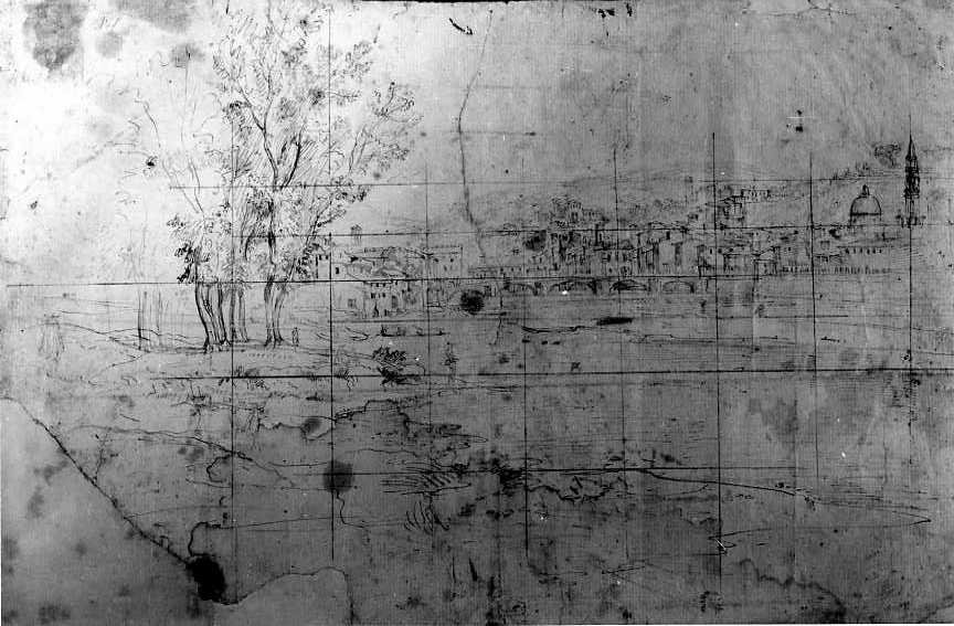 veduta della città di Firenze dalle cascine (disegno) di Van Wittel Gaspar (sec. XVIII)