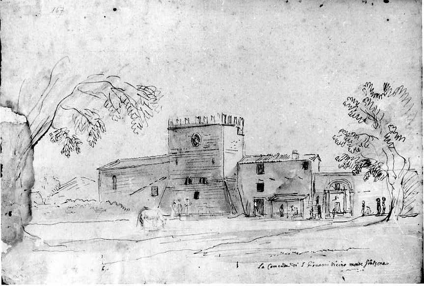 la Commenda di San Giovanni a Viterbo (disegno) di Van Wittel Gaspar (sec. XVIII)
