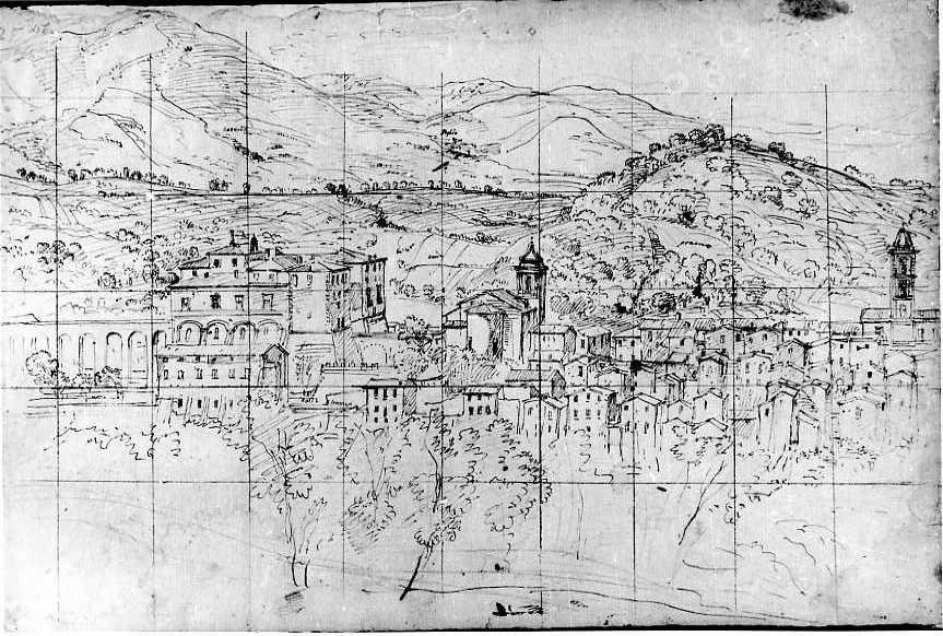 veduta di Genazzano (disegno) di Van Wittel Gaspar (primo quarto sec. XVIII)