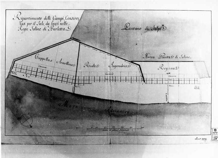 ripartimento delle saline di Barletta (disegno, serie) di Vanvitelli Luigi (terzo quarto sec. XVIII)