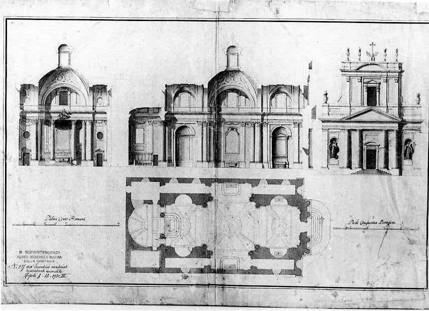chiesa degli Olivetani a Perugia (disegno preparatorio) di Vanvitelli Luigi (sec. XVIII)
