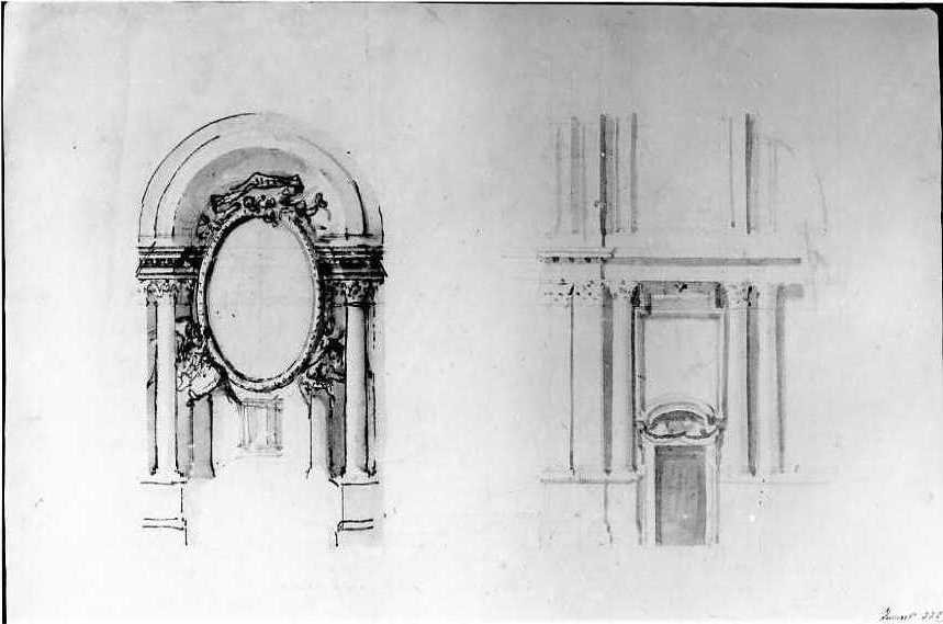 prospetto dell'altare della cappella reale di San Giovanni Battista (disegno preparatorio) di Vanvitelli Luigi (secondo quarto sec. XVIII)