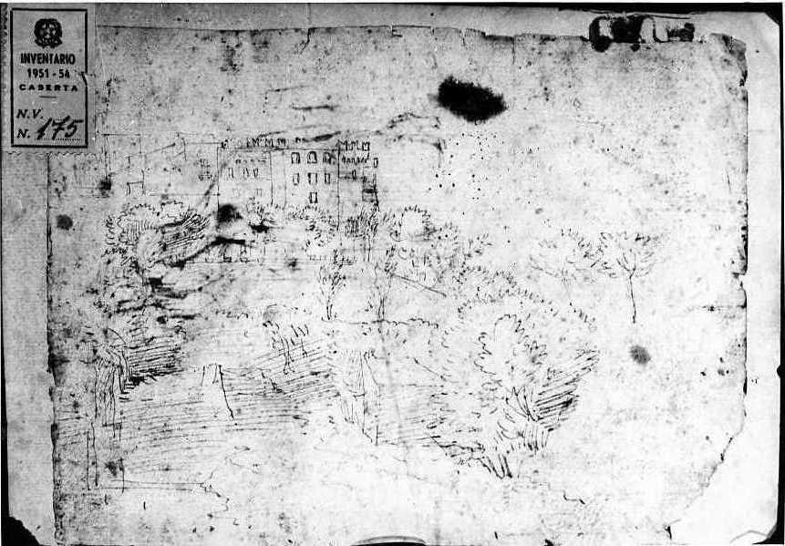 paese con castello (disegno) di Van Wittel Gaspar (sec. XVII)