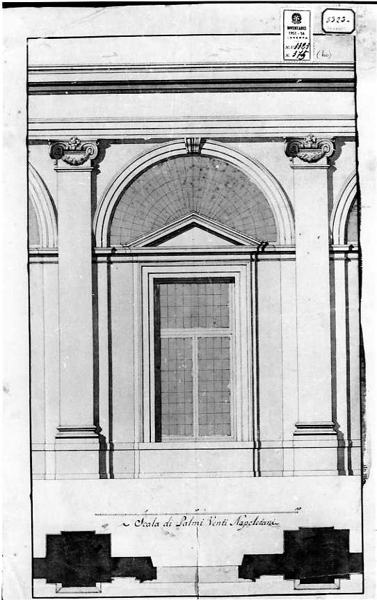 Parete con finestra (disegno) di Vanvitelli Carlo (sec. XVIII)
