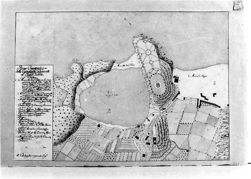 Topografia delle zone limitrofe al Lago d'Ischia (disegno) - ambito campano (prima metà sec. XVIII)