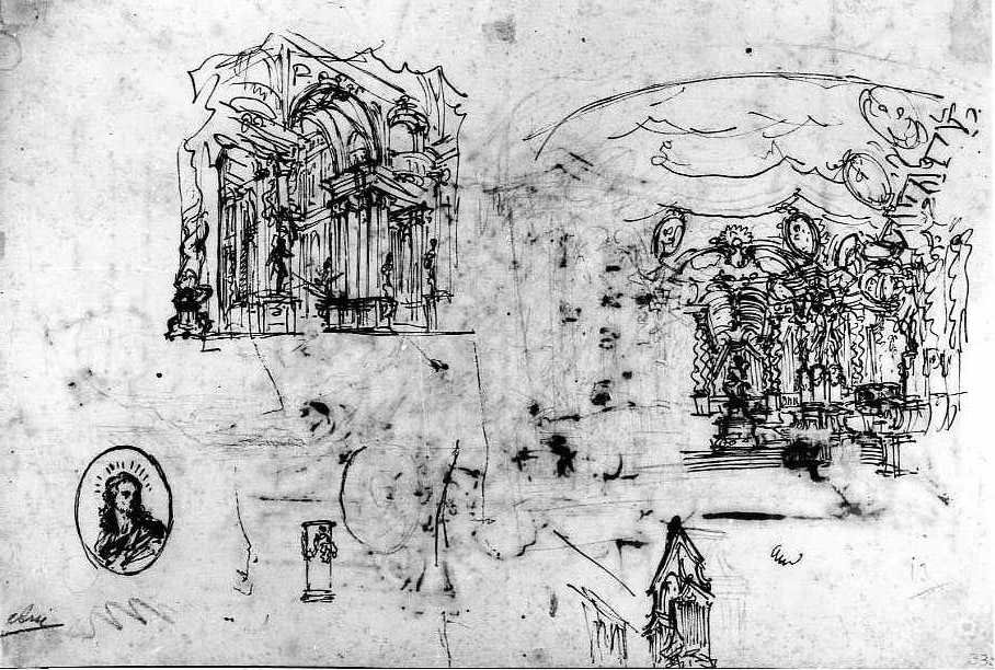 schizzi scenografici e varii/ Conteggi (disegno) di Vanvitelli Luigi (prima metà sec. XVIII)