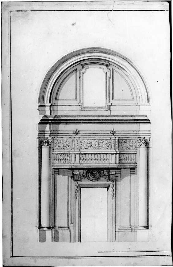 Facciata della chiesa di santa maria Maddalena a Pesaro (disegno) di Vanvitelli Luigi (secondo quarto sec. XVIII)