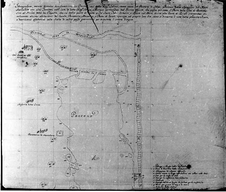 Planimetria delle Saline di Barletta (disegno) di Vanvitelli Luigi (sec. XVIII)