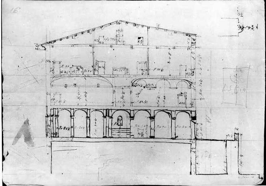 Sezione planimetrica del Castello di Monterado (disegno) - ambito campano (metà sec. XVIII)