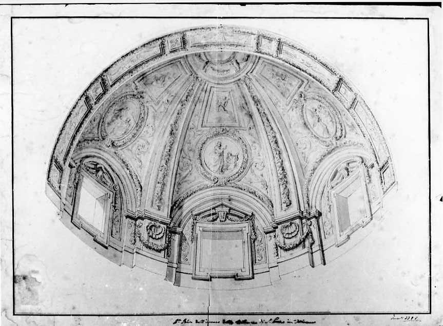 Progetto per la decorazione in stucco della tribuna di San Pietro in Vaticano (disegno) di Vanvitelli Luigi (metà sec. XVIII)