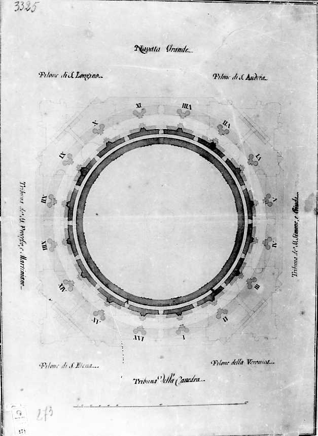 Pianta della cupola di San Pietro (disegno) di Vanvitelli Luigi (sec. XVIII)