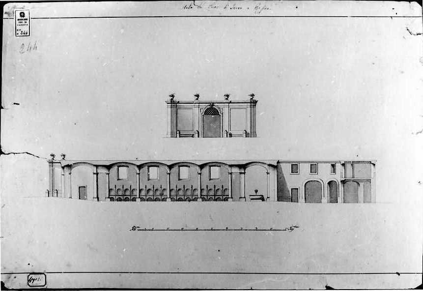 Spaccato delle stalle del Principe di Teora a Resina (disegno) di Vanvitelli Carlo (ultimo quarto sec. XVIII)