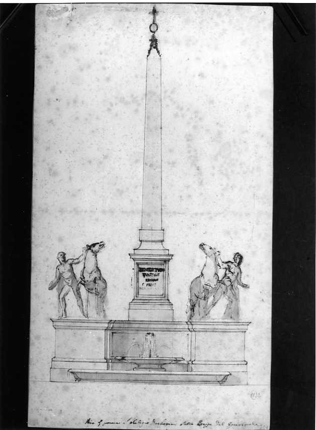 Obelisco nella piazza del Quirinale (disegno) di Vanvitelli Luigi (sec. XVIII)