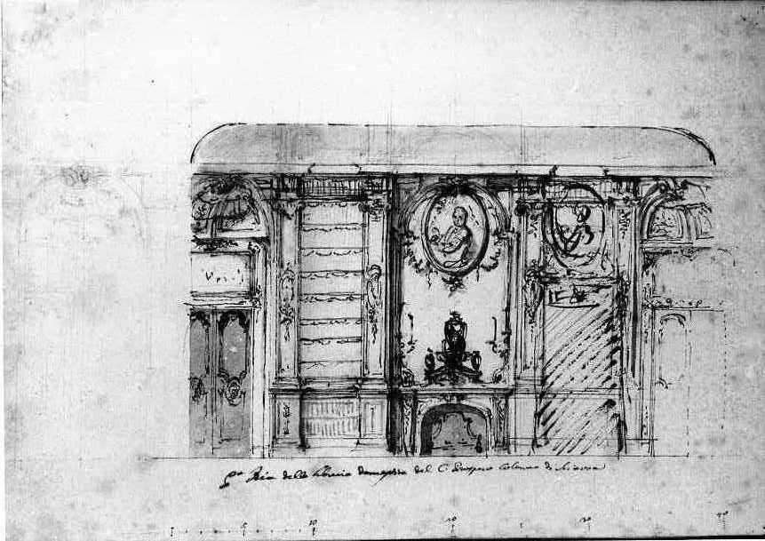 Studio prospettico per la biblioteca del Cardinale Prospero Sciarra (disegno) di Vanvitelli Luigi (secondo quarto sec. XVIII)