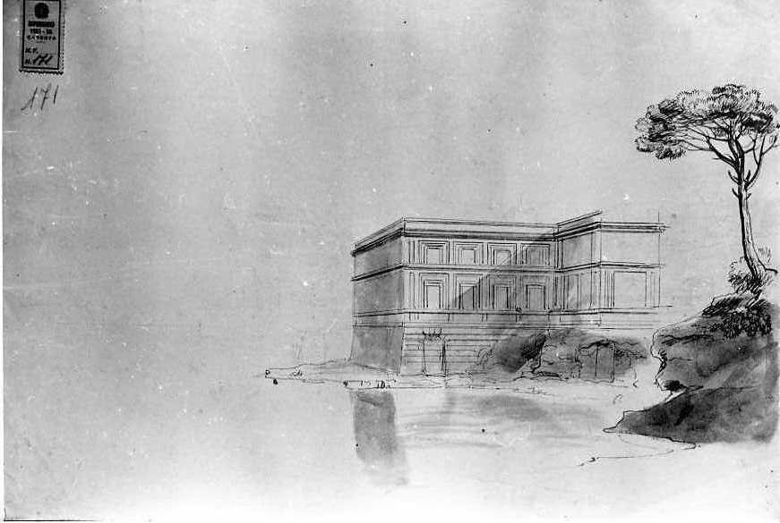 Veduta del Palazzo Albani in Urbino (disegno) di Vanvitelli Luigi (secondo quarto sec. XVIII)