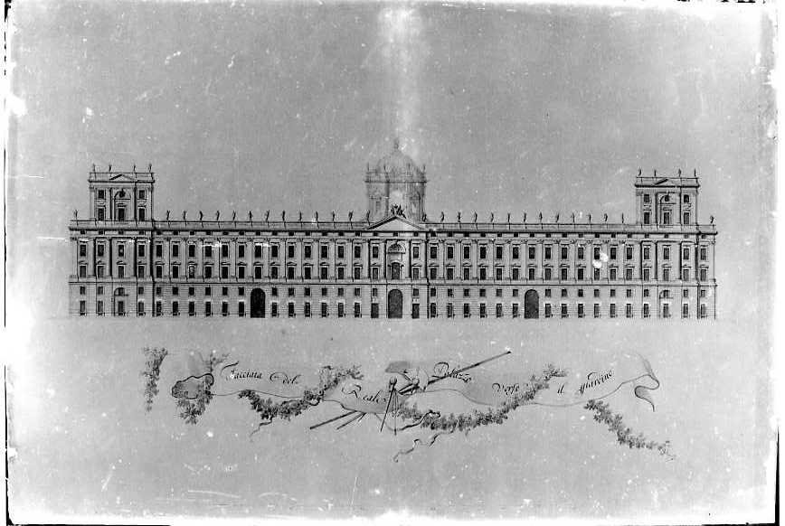 Prospetto della Reggia verso il giardino (disegno, serie) di Vanvitelli Luigi (sec. XVIII)